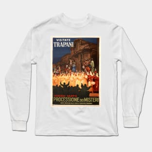 Visit TRAPANI ITALY Good Friday Mass Festival Vintage Travel Long Sleeve T-Shirt